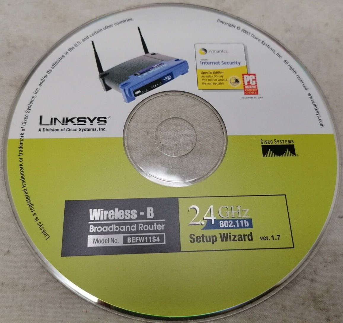 Linksys Setup Wizard for Wireless-B Broadband Router BEFW11S4 V1.7 CD