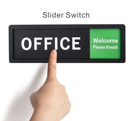 Office Sign – Do Not Disturb/Knock Welcome Slide Switch Sign, Premium Durable