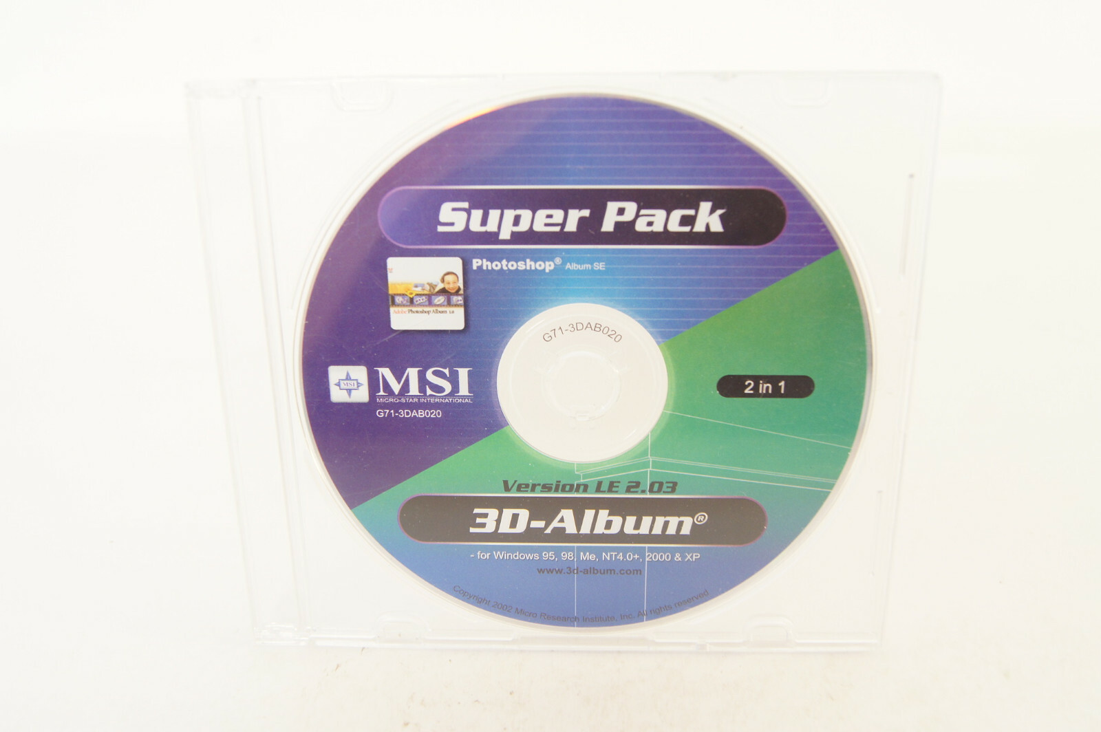 MSI Super Pack Version LE 2.03 3D-Album PC Computer Software Program 2002