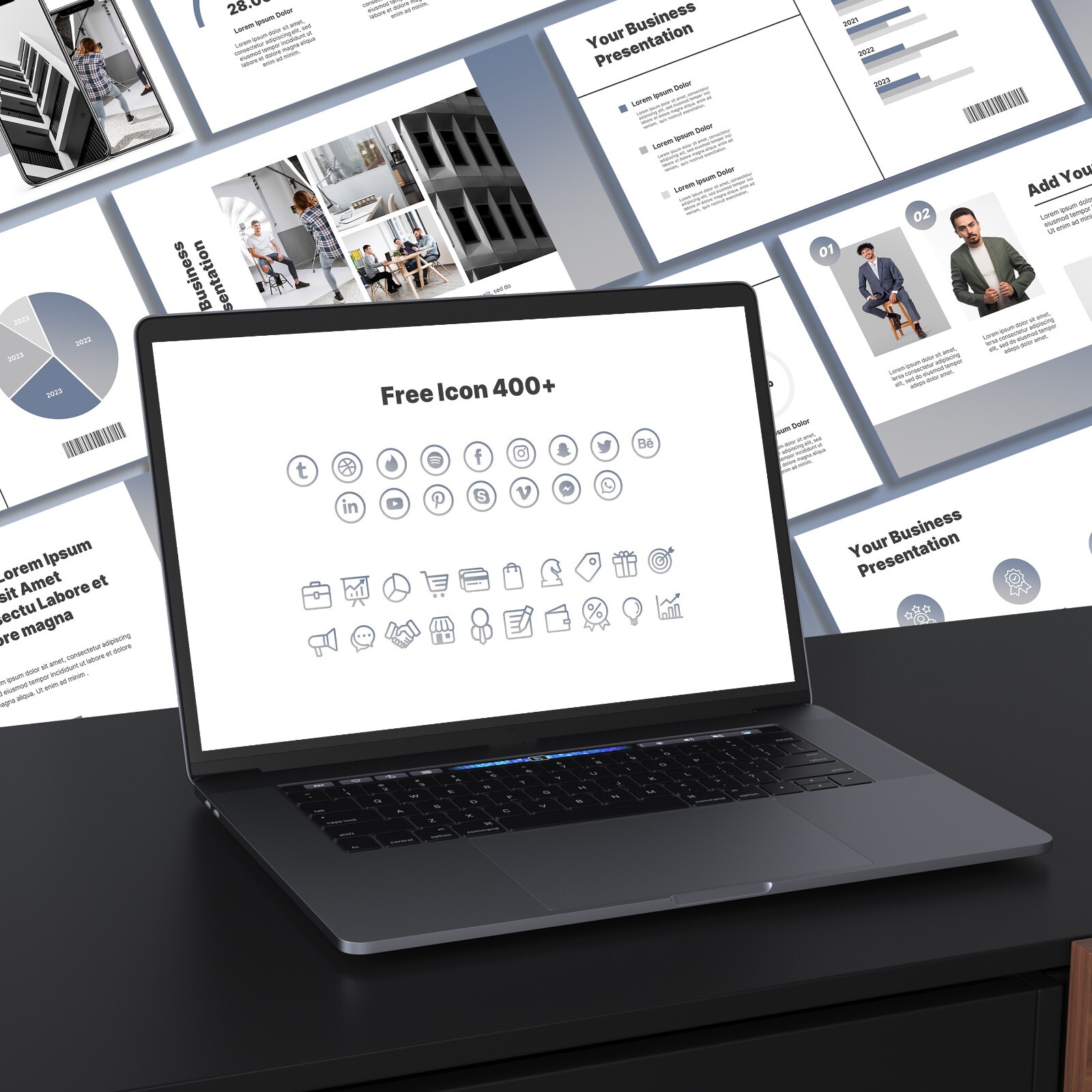 Elegant Grey Business PowerPoint Template – Professional Marketing Strategy