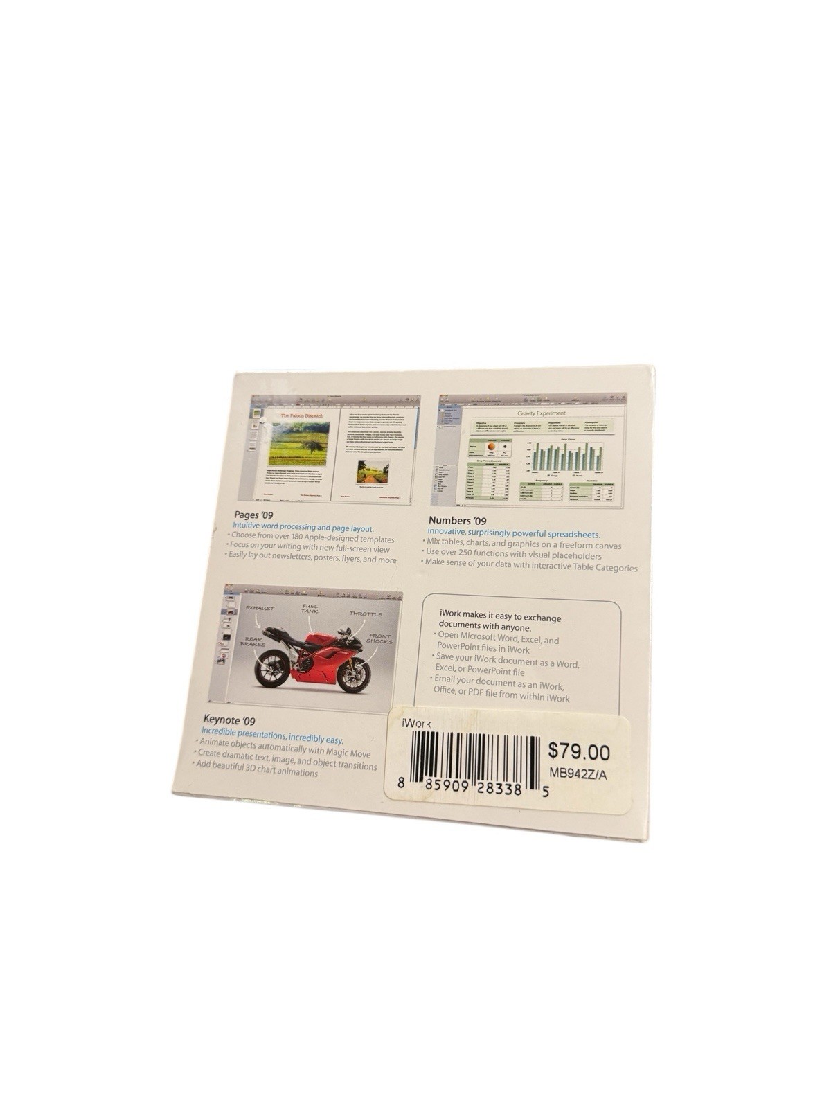 Apple iWork 09 Mac DVD-ROM Family Pack – MB943Z/A) Brand New – **Sealed**