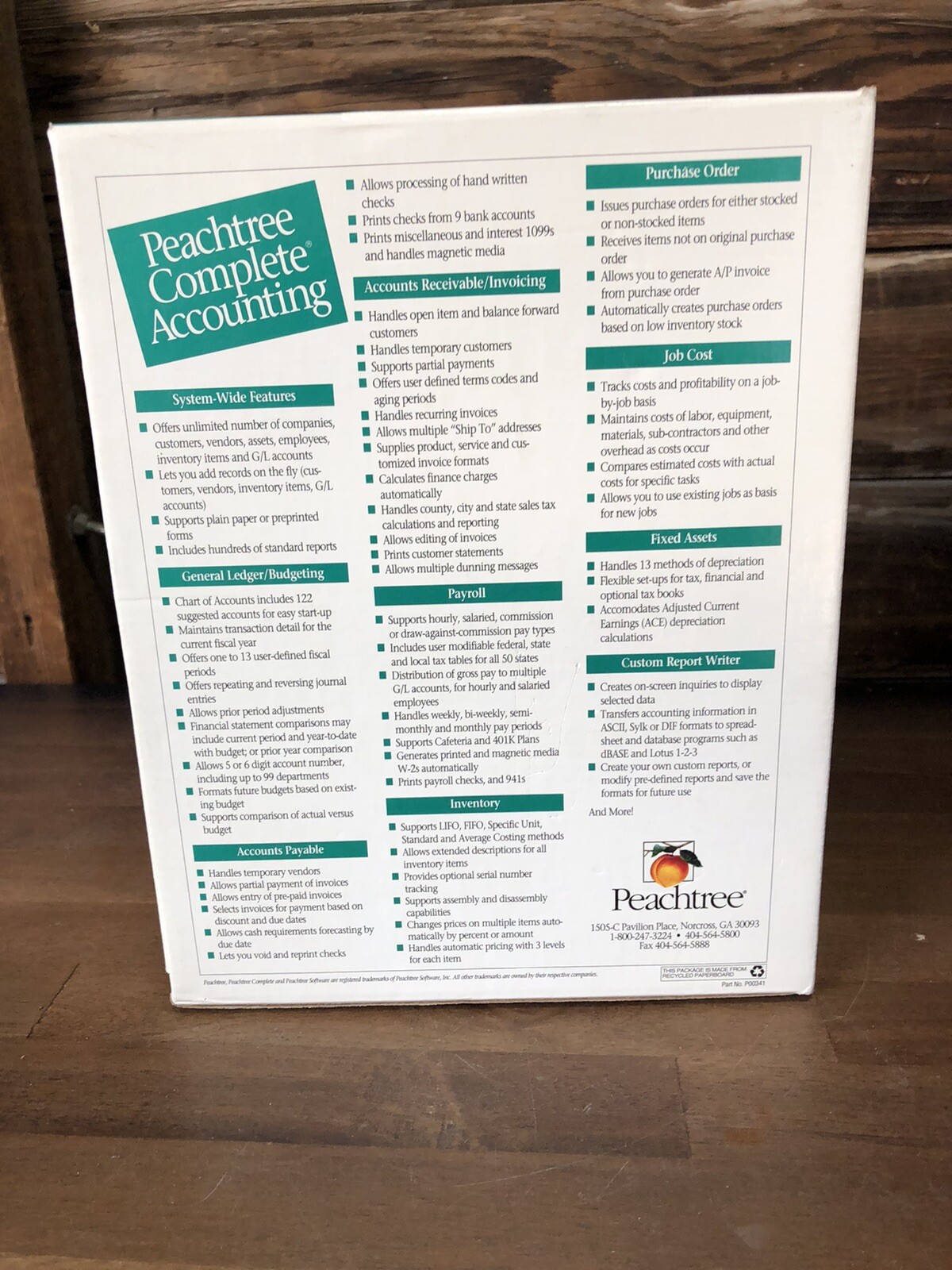 VINTAGE PEACHTREE SMALL BUSINESS ACCOUNTING SYSTEM Software 6.0