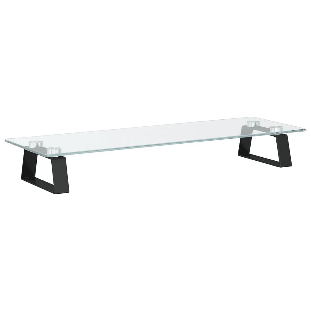 Monitor Stand Black 23.6″x7.9″x3.1″ Tempered Glass and Metal