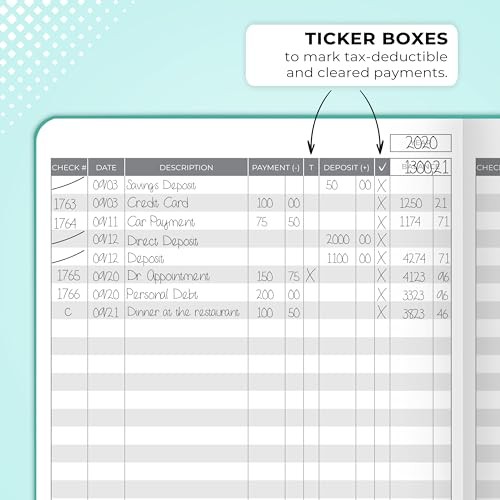 Check Register Book – Deluxe Transaction Register, Accounting Ledger Book,
