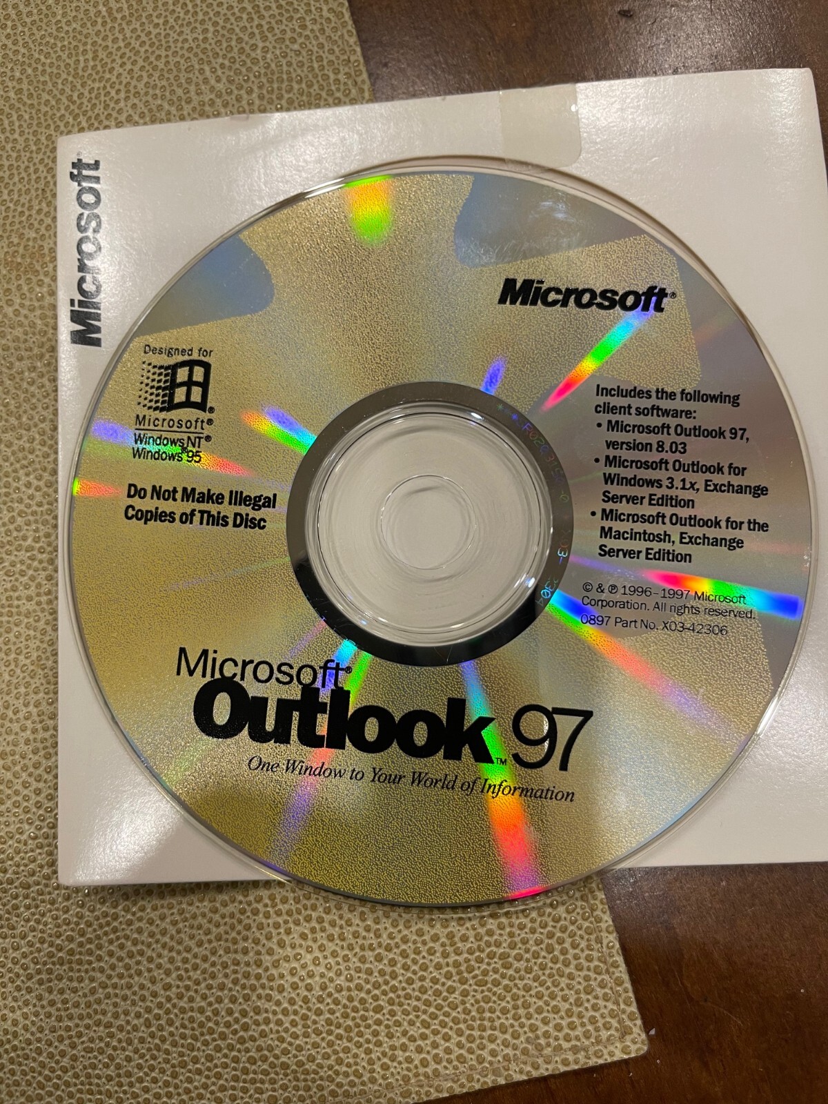 Microsoft Outlook 97~with CD Product Key, V8.03, for W3.1x, for Macintosh,