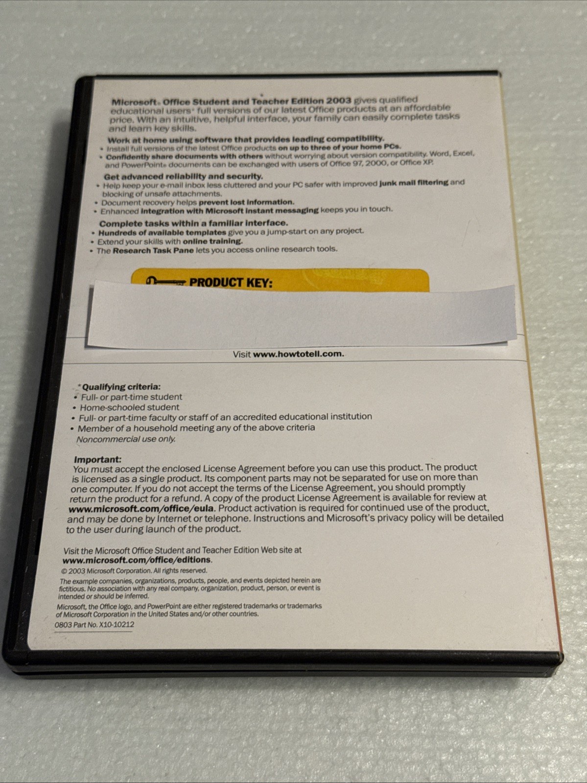 Microsoft Office 2003 Student and Teacher Edition Full Version MS w Key/booklet