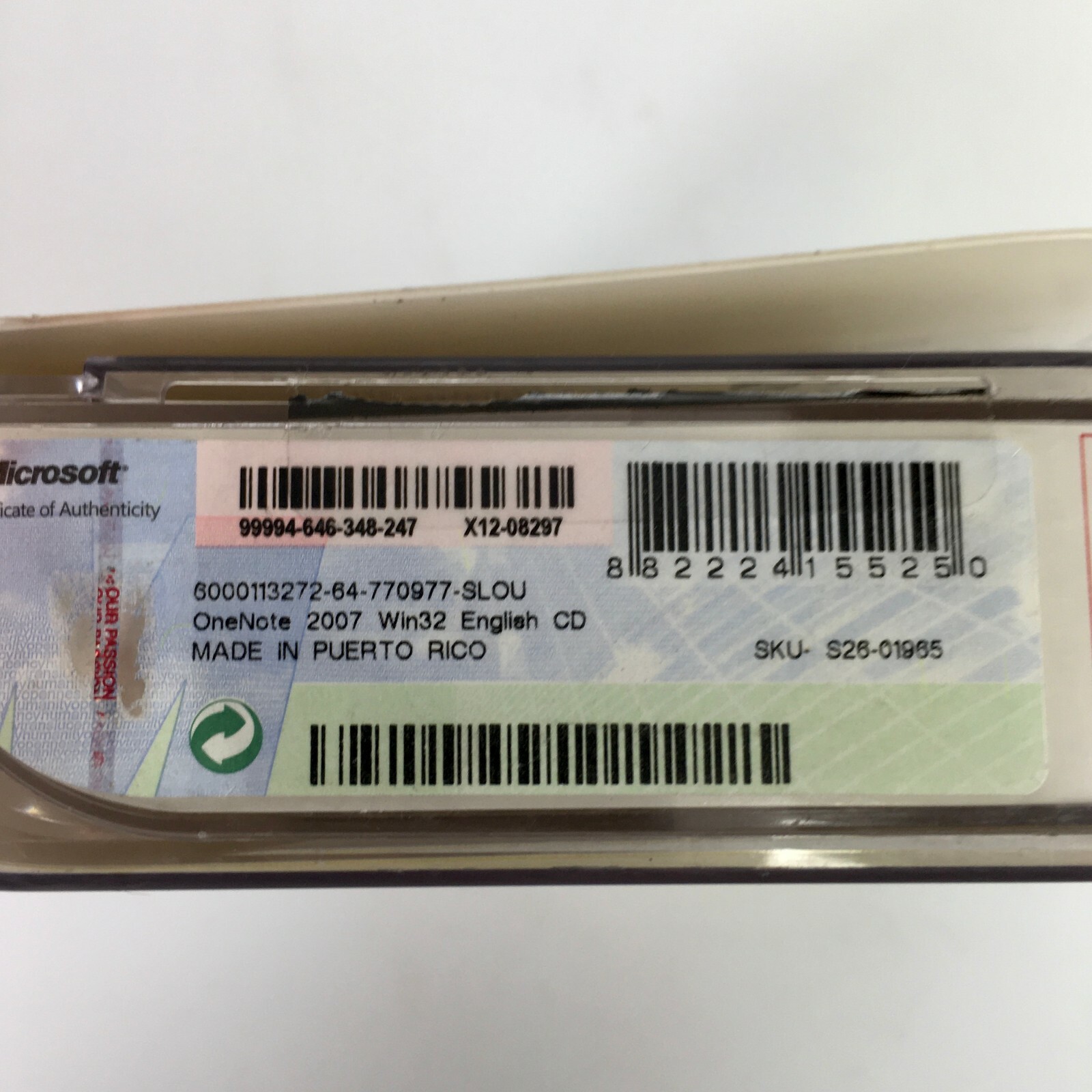 Microsoft Office OneNote 2007 Win32 English CD Part No. X12-45217-02
