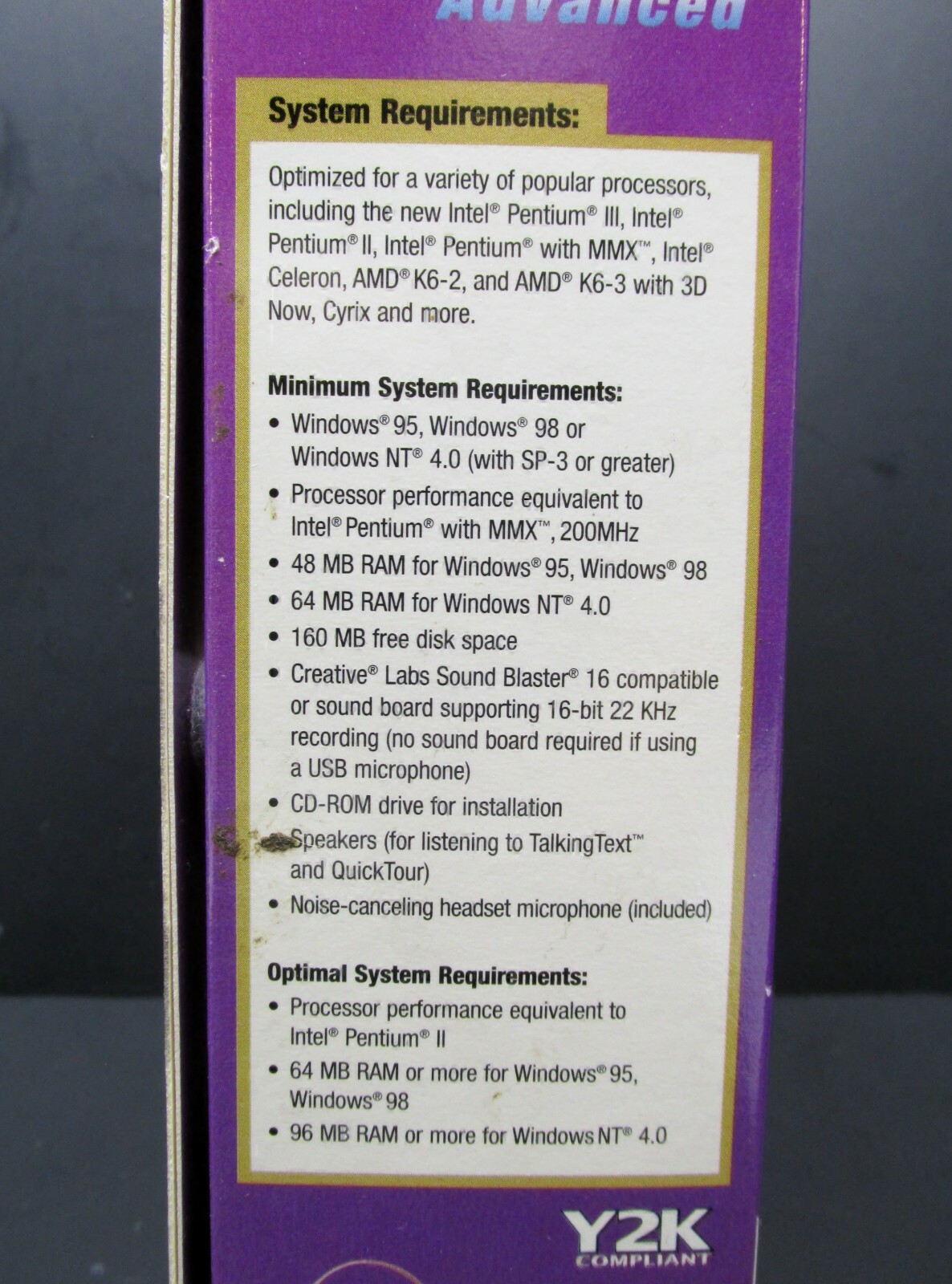 L & H Voice Xpress Advanced, PC, CD-ROM, W 95 / 98 / NT 4.0, 1999, Never Used