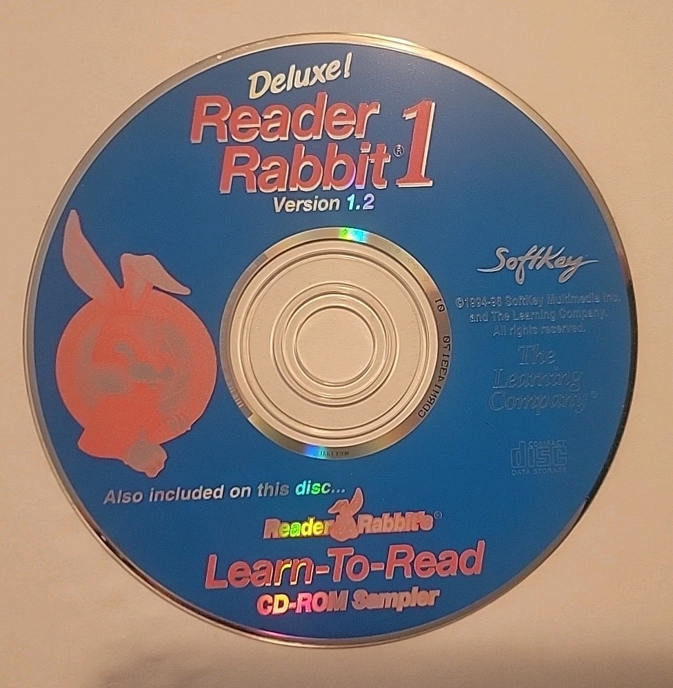 Deluxe 1996 Soft Key Reader Rabbit 1 Version 1.2 – Learn To Read CD Rom Sampler