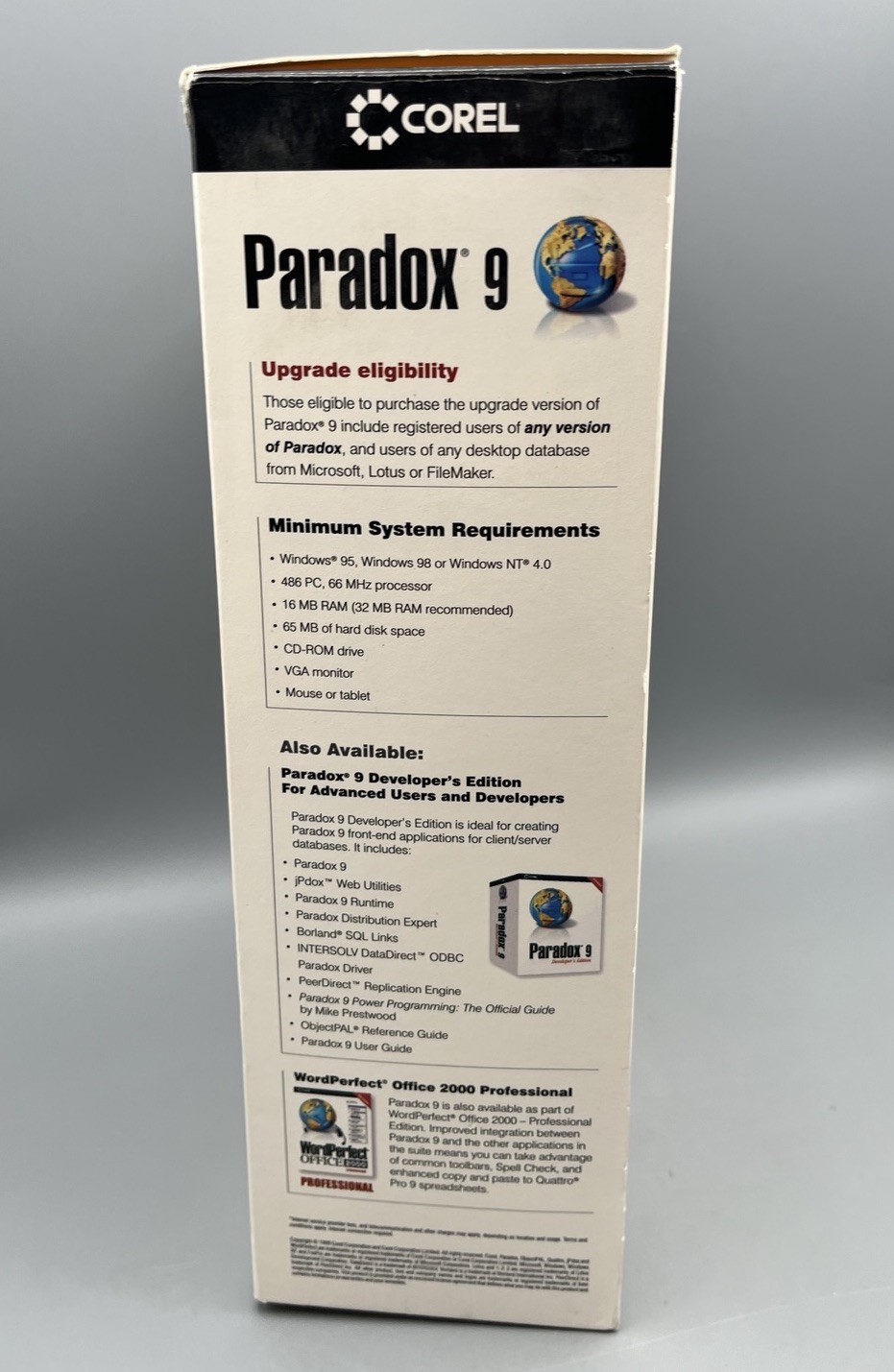Corel Paradox 9 Database Software CD-ROM + Manual + Paperwork In Box