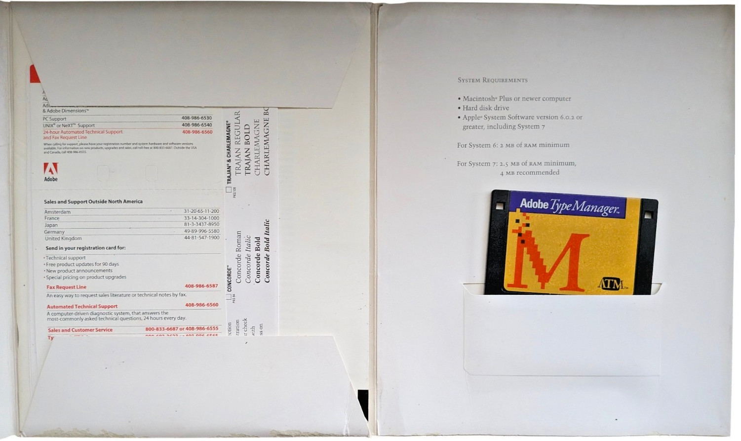 Vintage Adobe Type Manager ATM Macintosh Software Disk w/ Folder Mac Floppy 90s