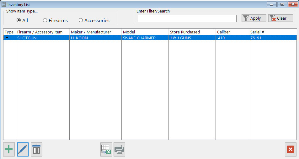 Hunter’s Inventory Accessories Software w/ photos, notes & reports (.pdf/.xls)