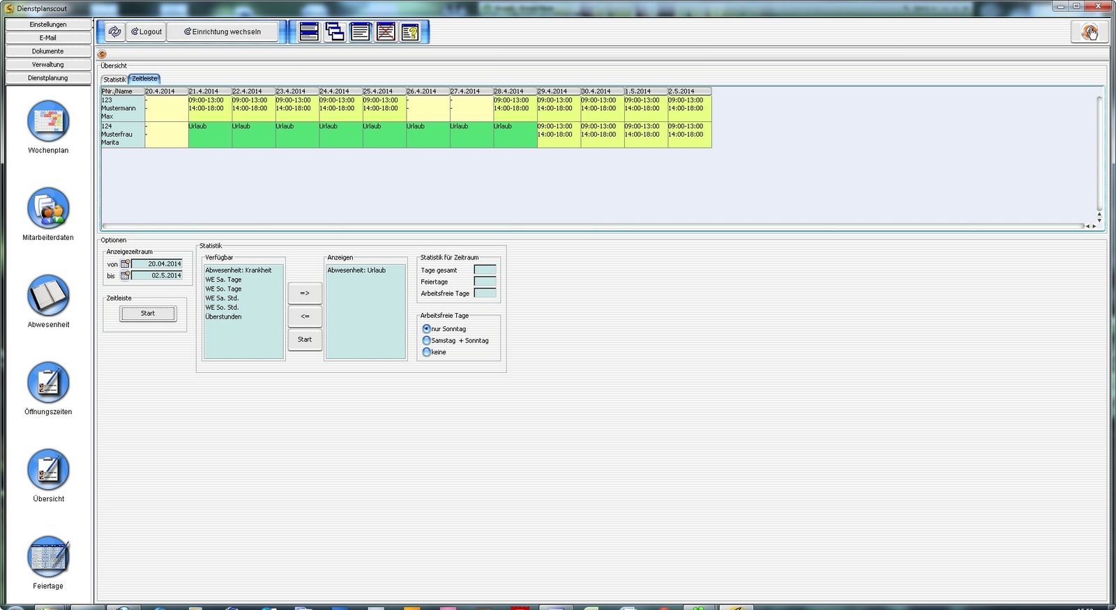 Büropersonal planen,Dienstplan Software,Dienstplanscout,Office Programm,Personal