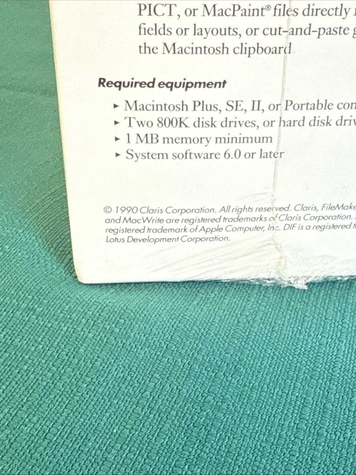 Vintage Claris FileMaker Pro Macintosh Software Sealed Promotional Copy NOS 1990