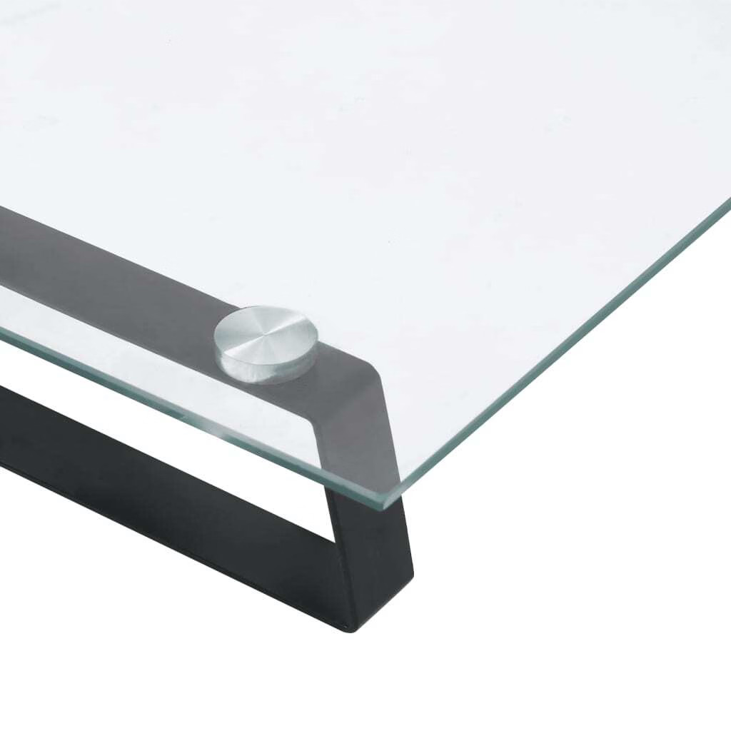 Monitor Stand Black 15.7″x7.9″x3.1″ Tempered Glass and Metal