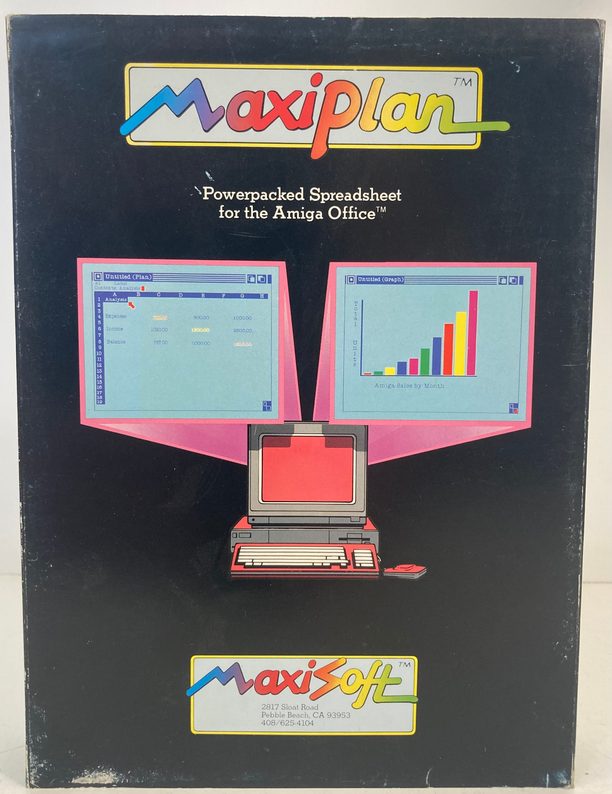 Amiga Maxiplan Program Vintage Software Maxisoft Spreadsheet Analysis