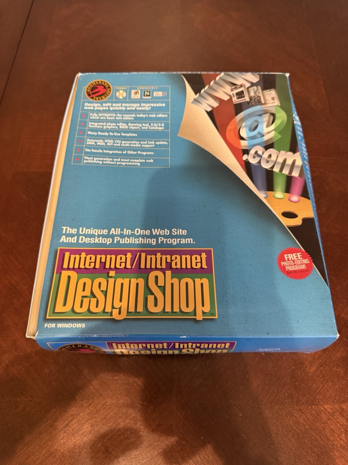 Internet Intranet Design Shop PC Software Big Box Boomerang Vintage CD-ROM