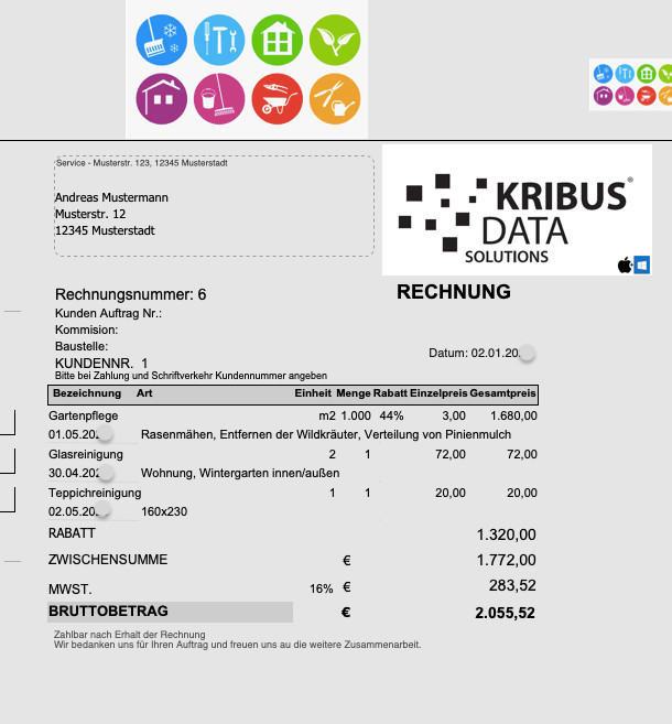 Rechnungs-Software Handwerker Gewerbe Rechnungsprogramm Kleinunternehmen Win Mac