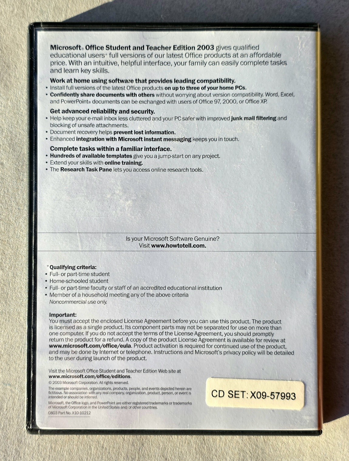 Microsoft Office 2003 Student and Teacher Edition (X09-57993)