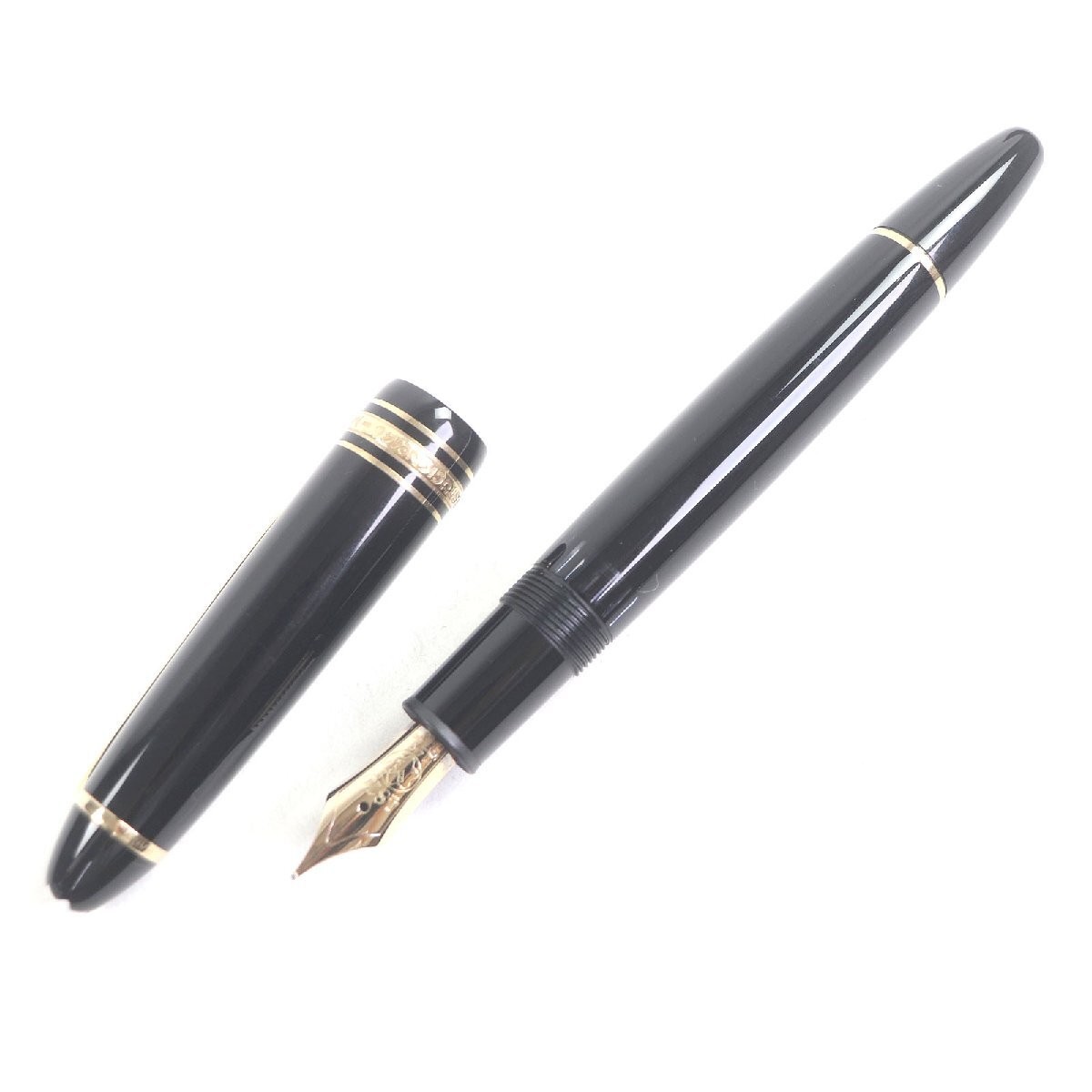 MONTBLANC Meisterstuck 146 Fountain Pen 14K F Nib Black Gold Made in Germany