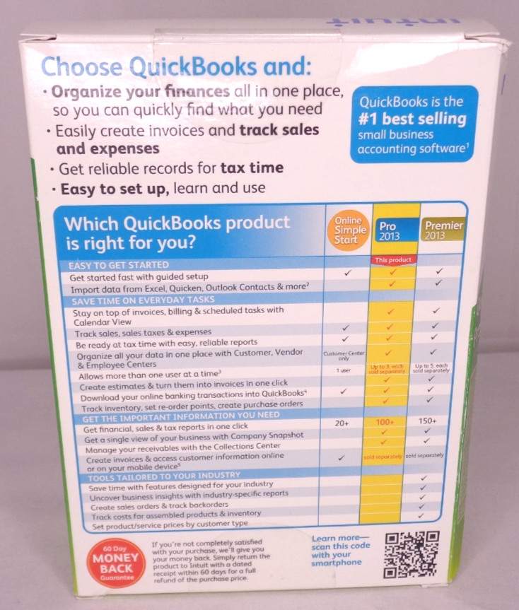 Intuit QuickBooks Pro 2013 Small Business Accounting Software NEW Sealed 419231
