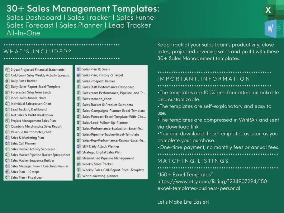 30+ Sales Management Excel Templates | Sales Tracker, Dashboard, Funnel