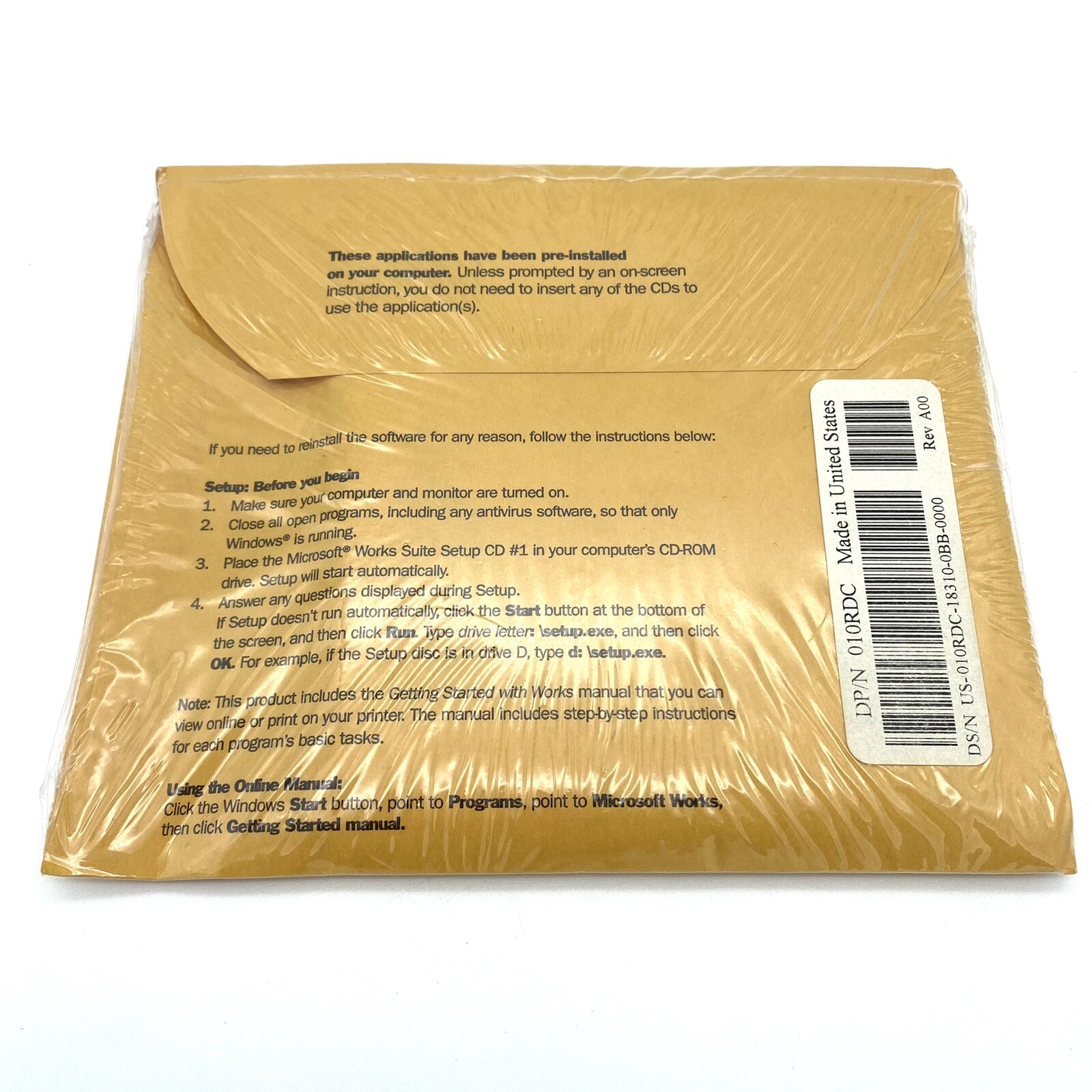 Microsoft Works Suite 2001 6 CD-ROM Set In Unopened Shrink With Product Key