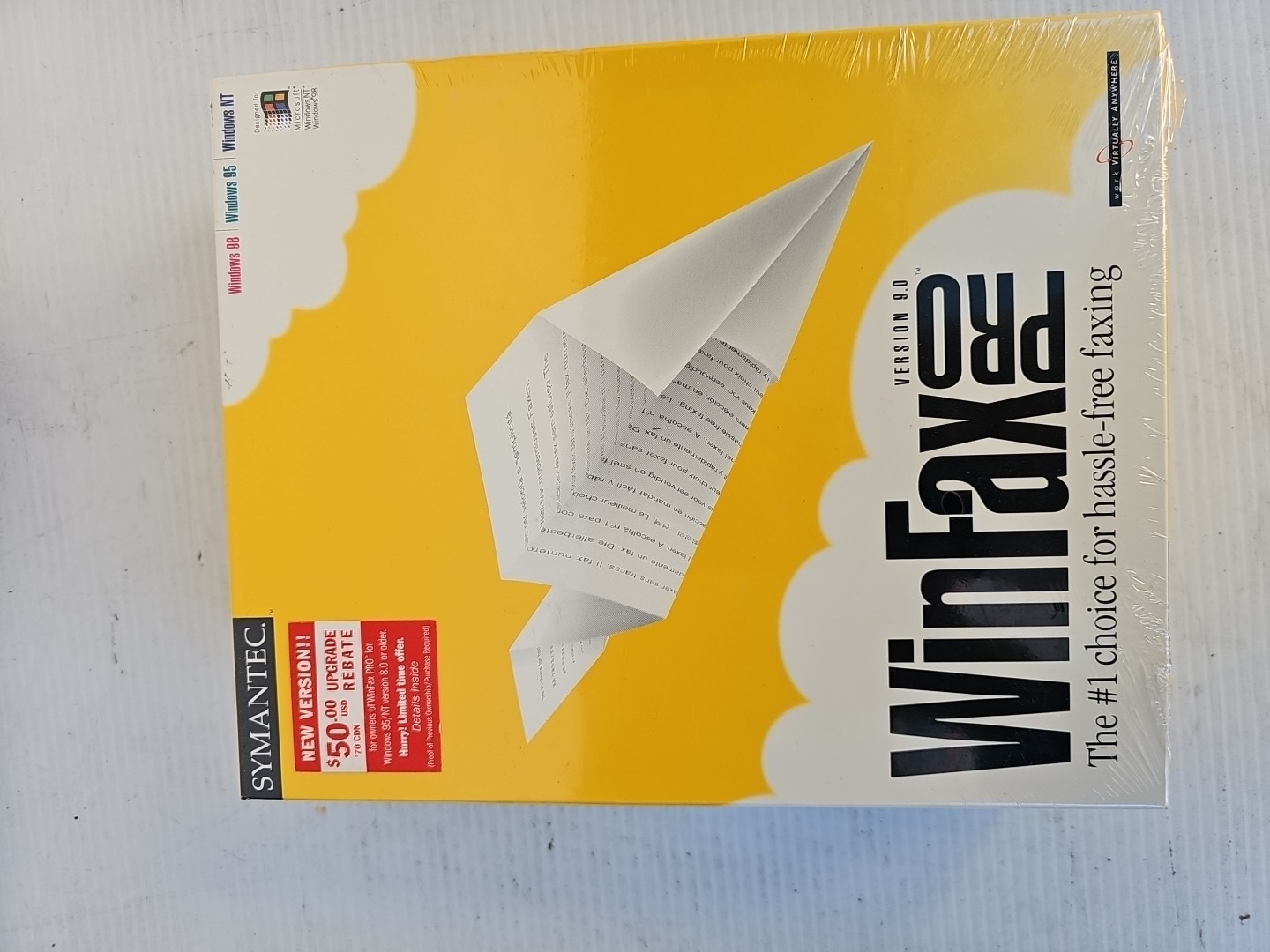 Symantec WinFax Pro Version 9.0 BRAND NEW FACTORY SEALED vintage Windows PC