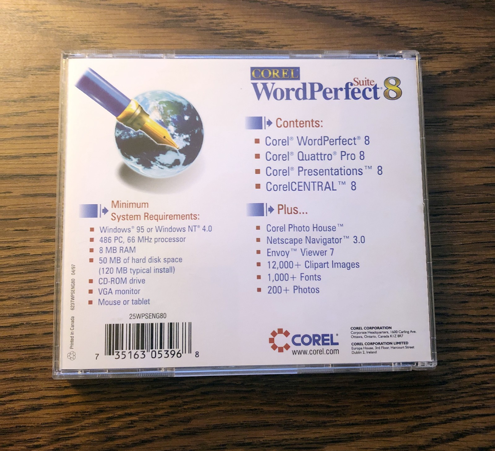 Corel Word Perfect Suite 8 Software CD Windows 1997