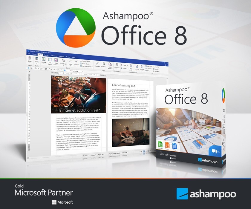 Ashampoo Office 8 sheets, Calculate, Write, Present on USB