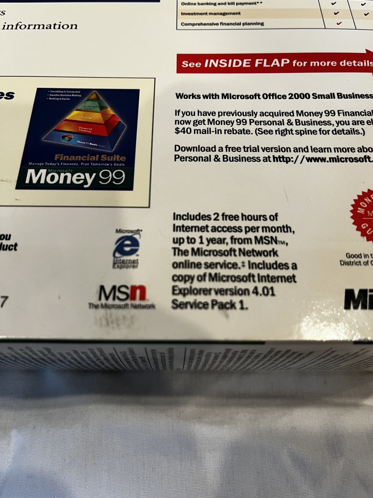 Sealed Microsoft Money 99 Personal & Business – Full edition – Inc. base Money99