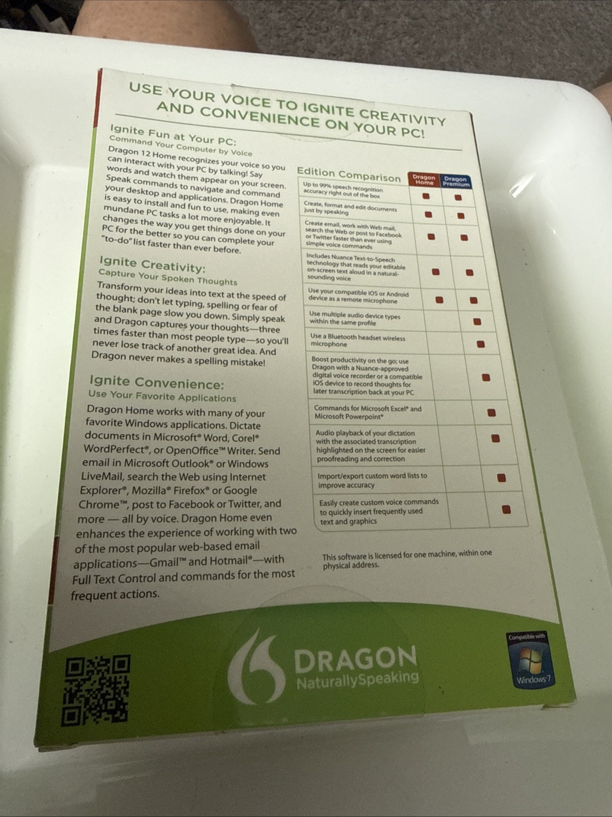 DRAGON Naturally Speaking Home Version 12 Speech Software Nuance NEW in Open Box