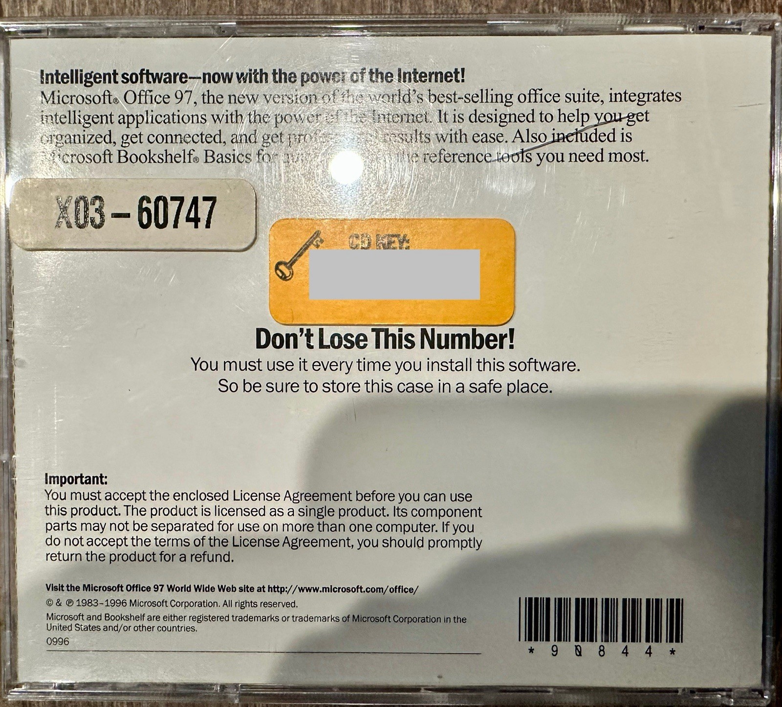 Microsoft Office 97 Professional Edition install CD with product key