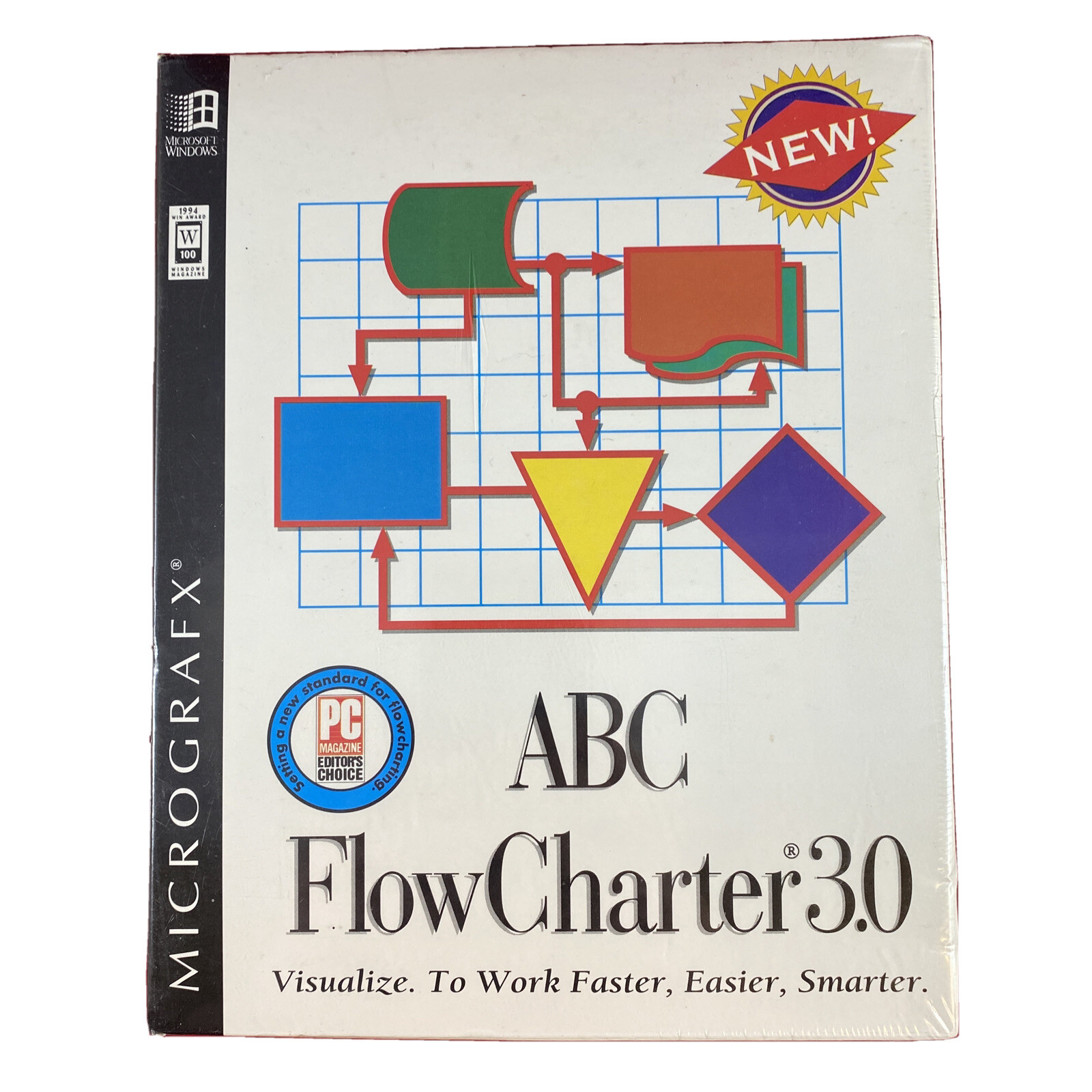 Vintage MicroGrafx ABC FlowCharter 3.0 NOS 3.5 Disk 1994 PC Software