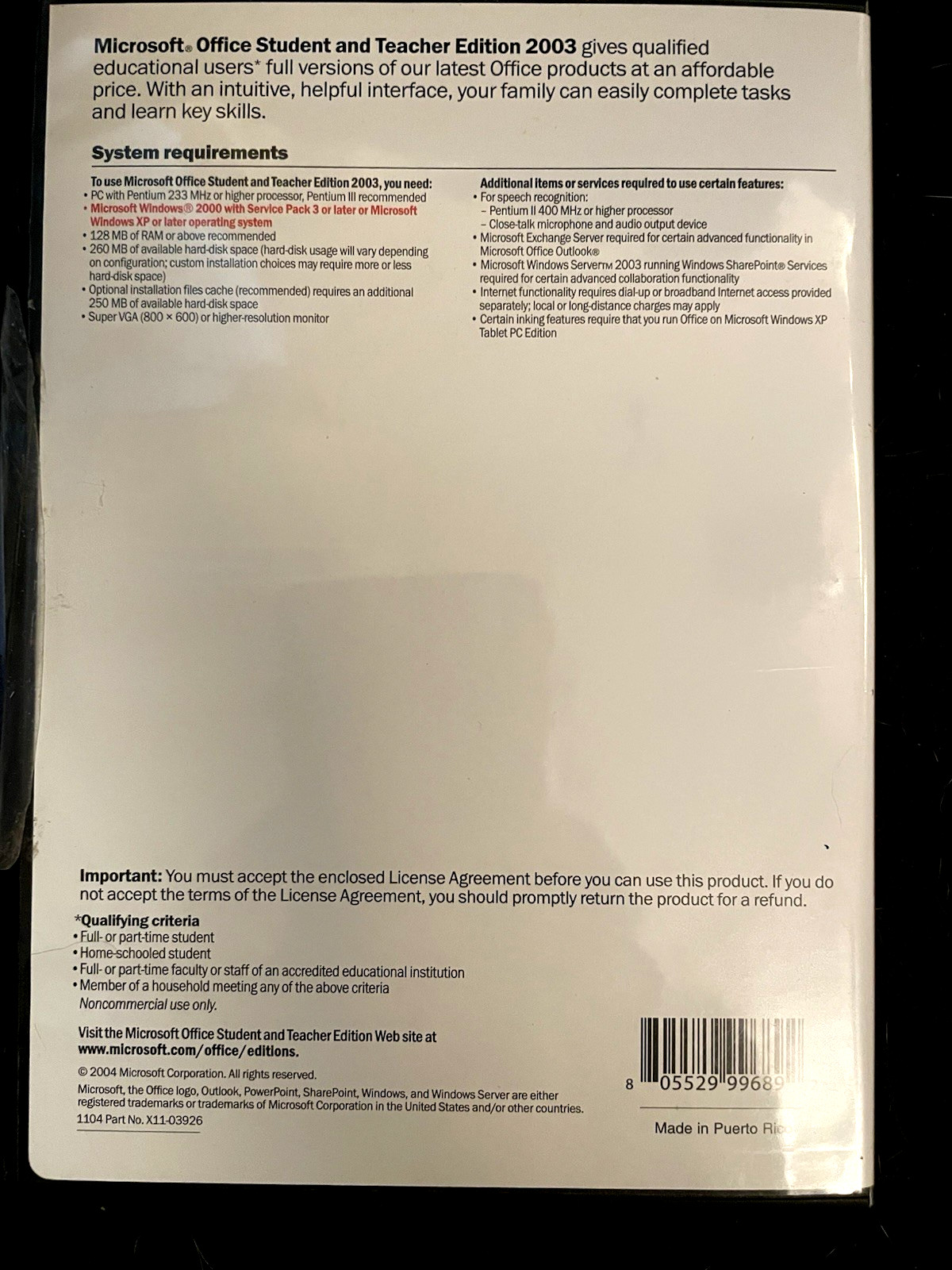 Microsoft Office Student and Teacher Edition 2003 – Product Key Included