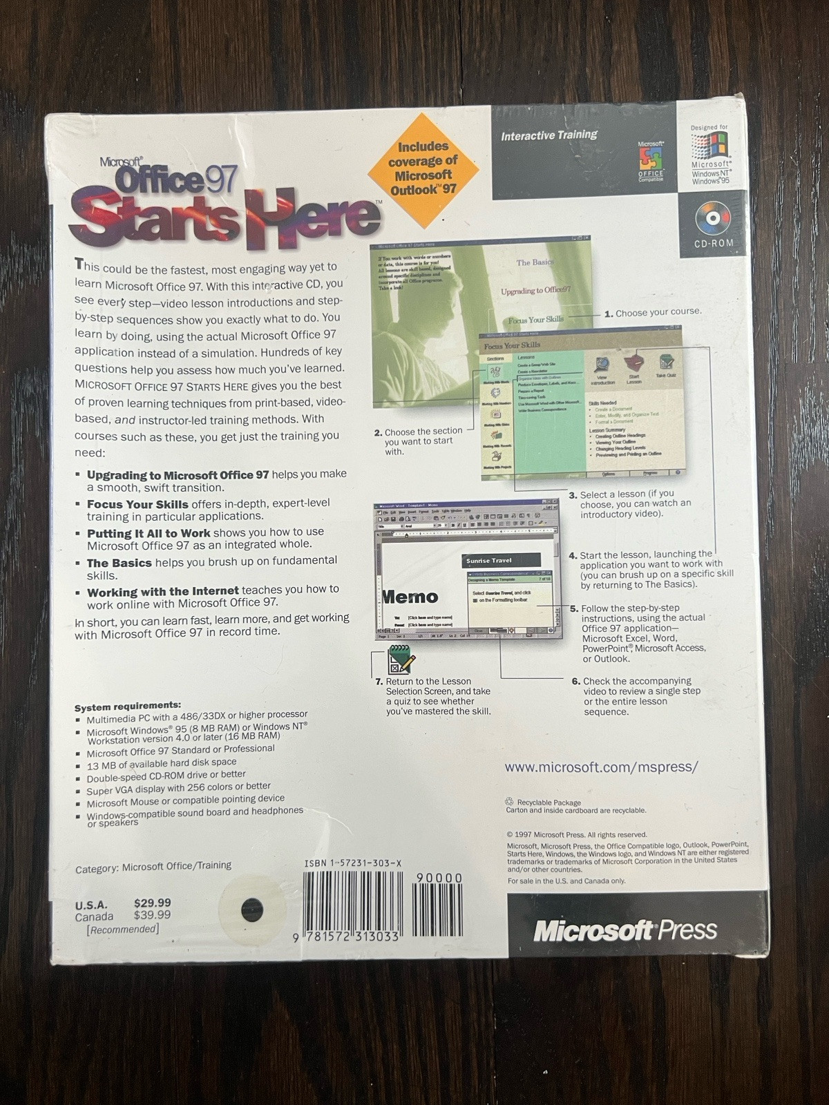 Microsoft Office 97 Starts Here – Interactive Training PC CD NEW Big Box