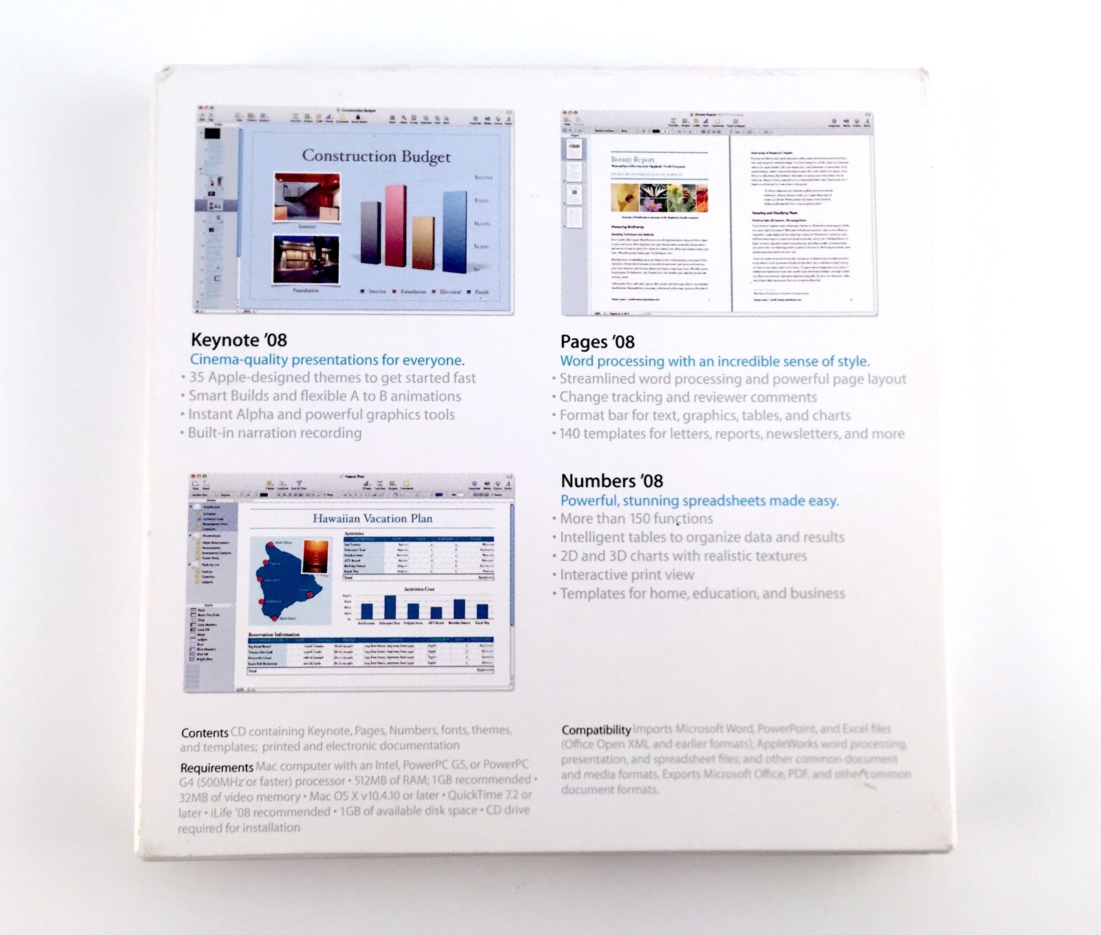 Apple iWork 08 Version 8.0 Family Pack Mac Macintosh Software