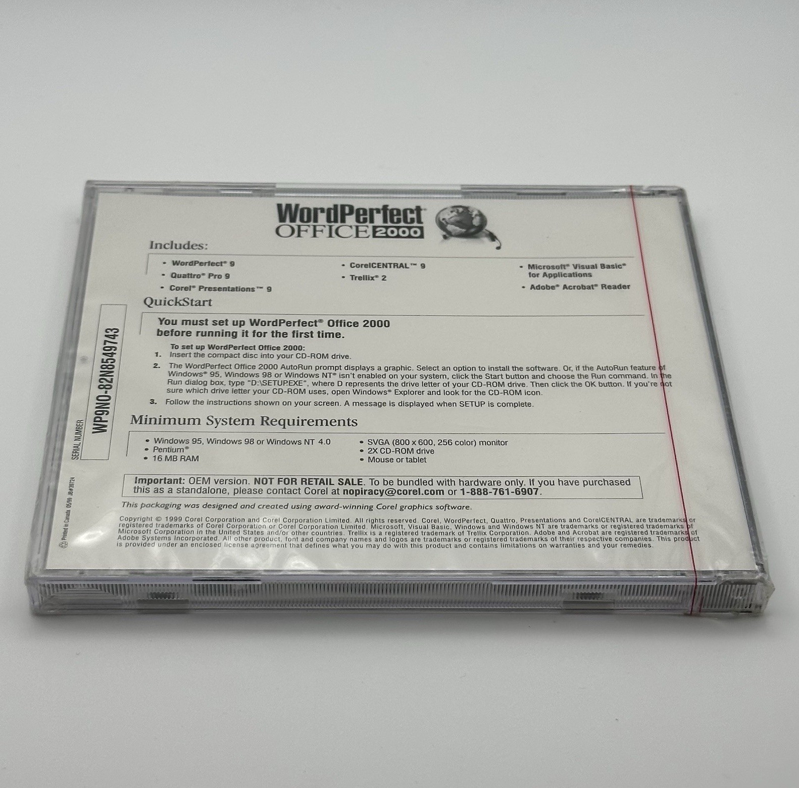 Corel WordPerfect Office 2000 OEM English CD for Windows 95/98/NT 4.0