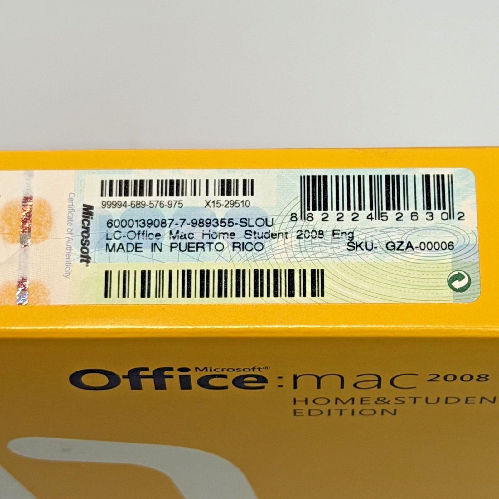 Microsoft Office Mac 2008 Home & Student Edition Disc w/ Manual Used Untested