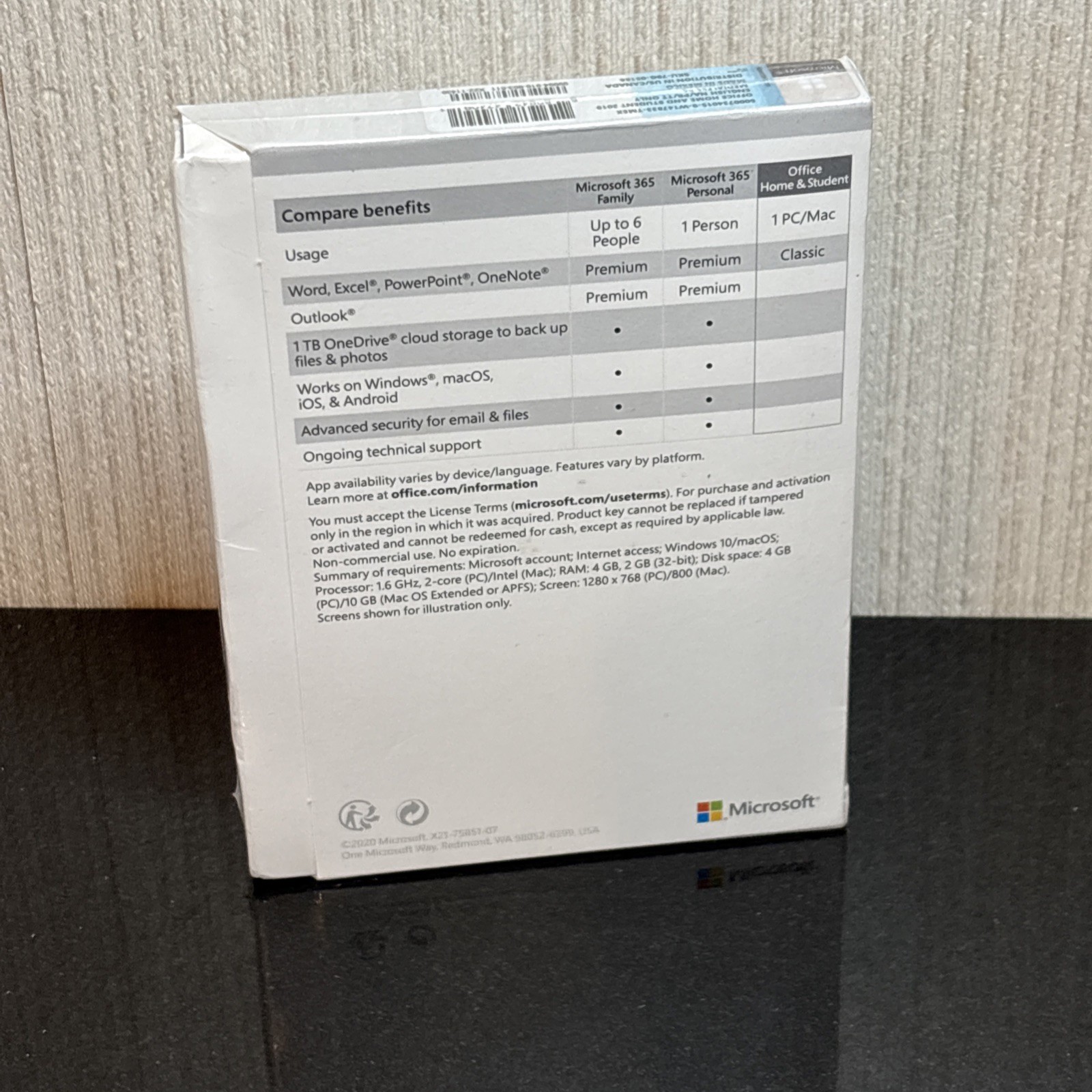 Microsoft Office Home Student 2019 ONE Device Key Windows PC Mac Sealed New