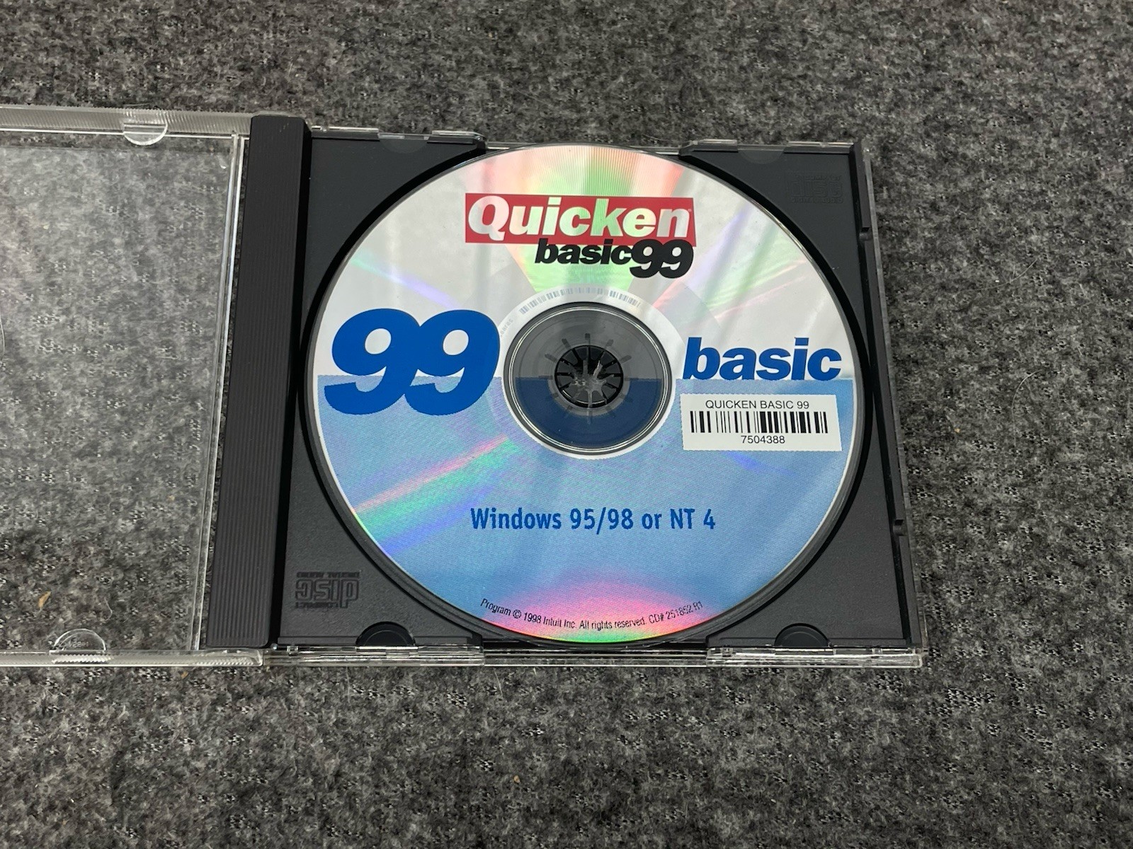 Intuit Quicken Basic 99 Software Disc for Win 95/98/NT4 – CD ONLY!!!!