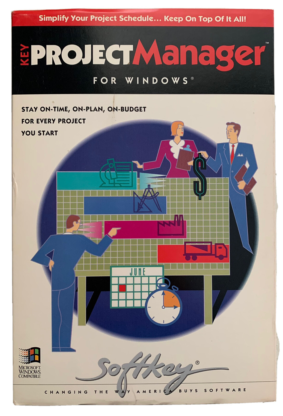 Key Project Manager For Windows 3.1, DOS 3.0 CIB SoftKey Software Vintage