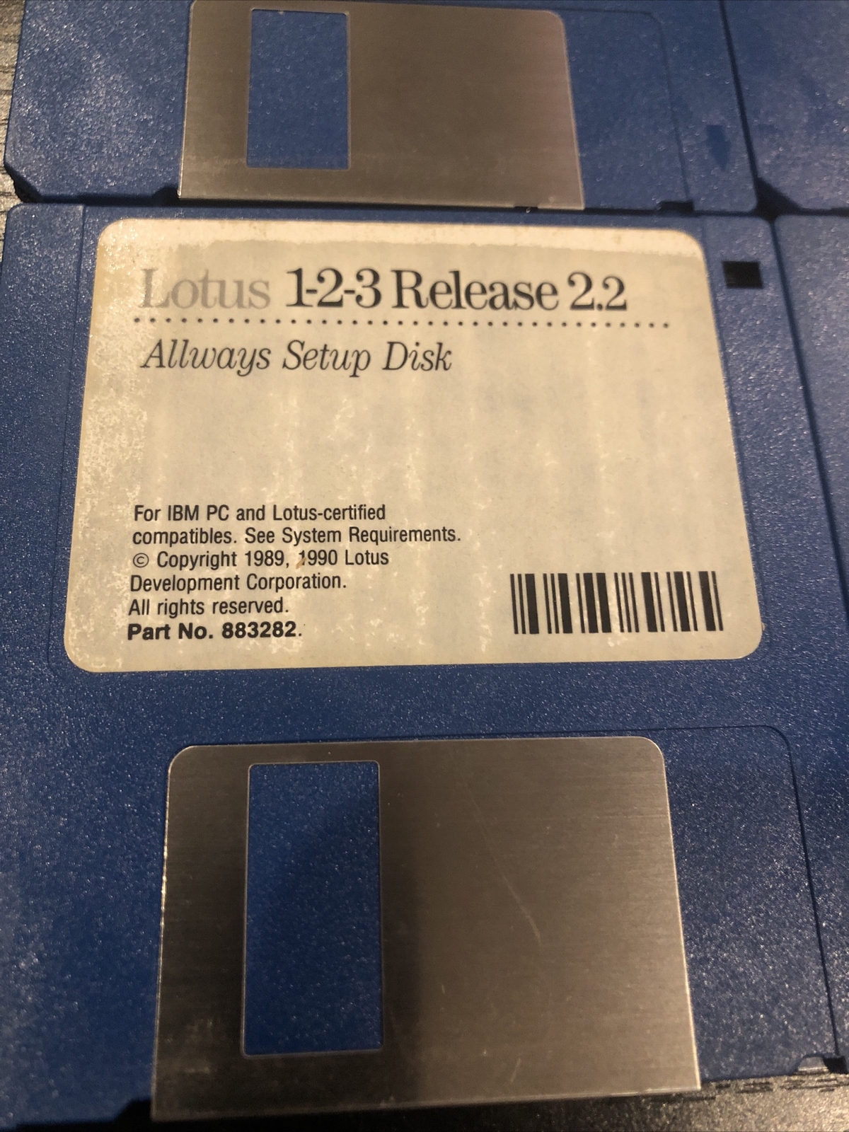 LOTUS 1-2-3 Release 2.2 copyright 1989. For IBM PC & Lotus-certified Compatibles
