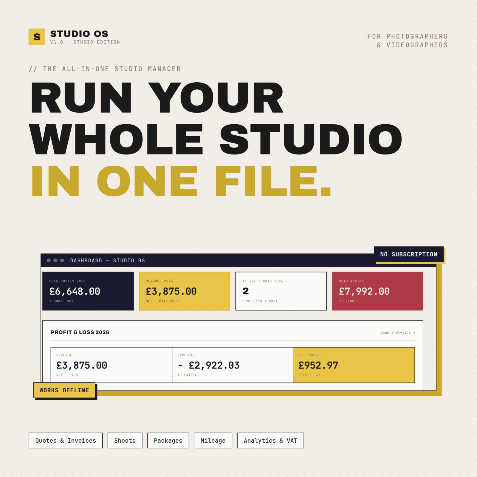 Studio OS Pro | All-in-One Management Software for Photographers & Videographers
