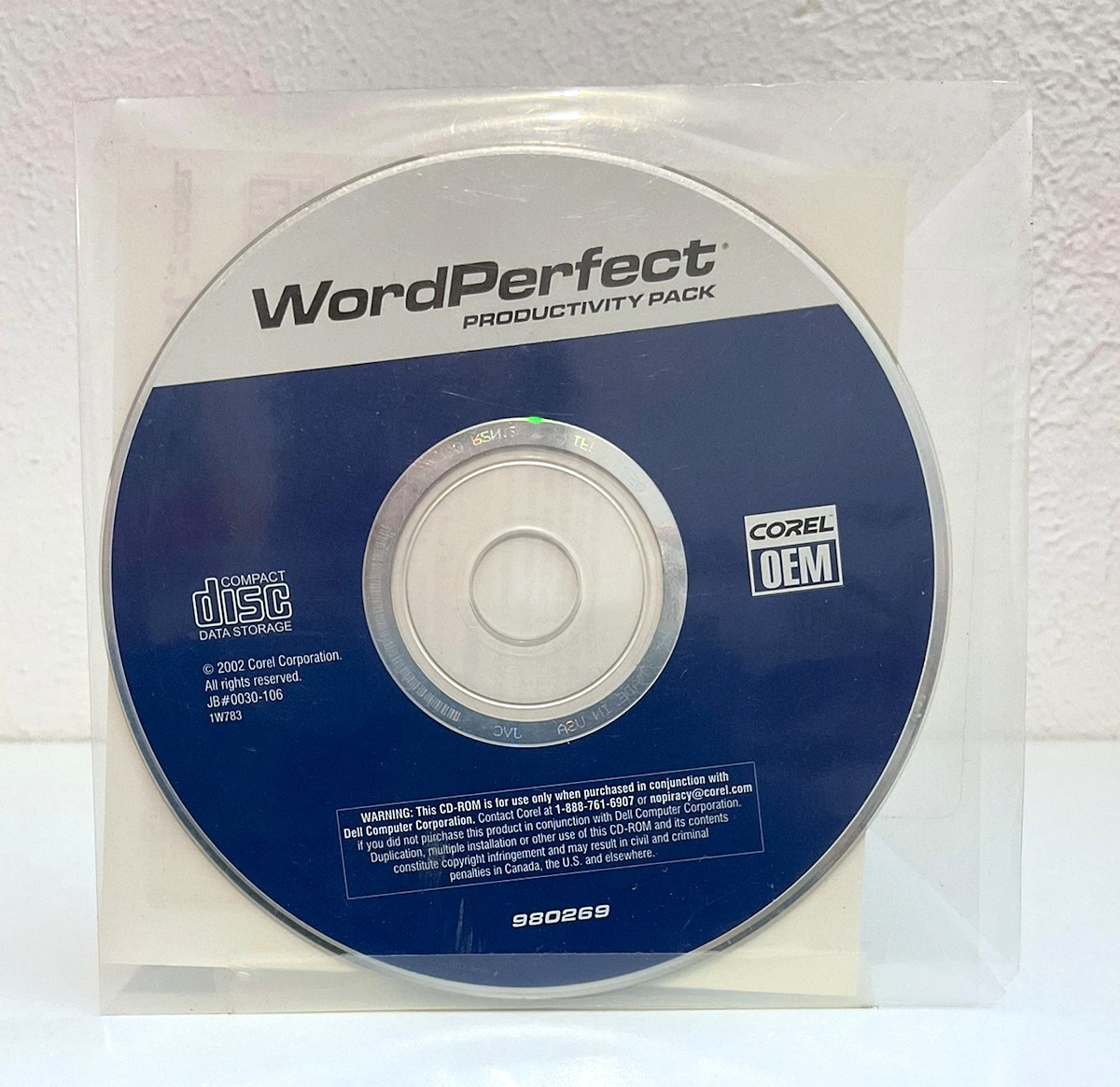SEALED WordPerfect Productivity Pack 2002 Corel OEM #980269 CD Dell Reinstall