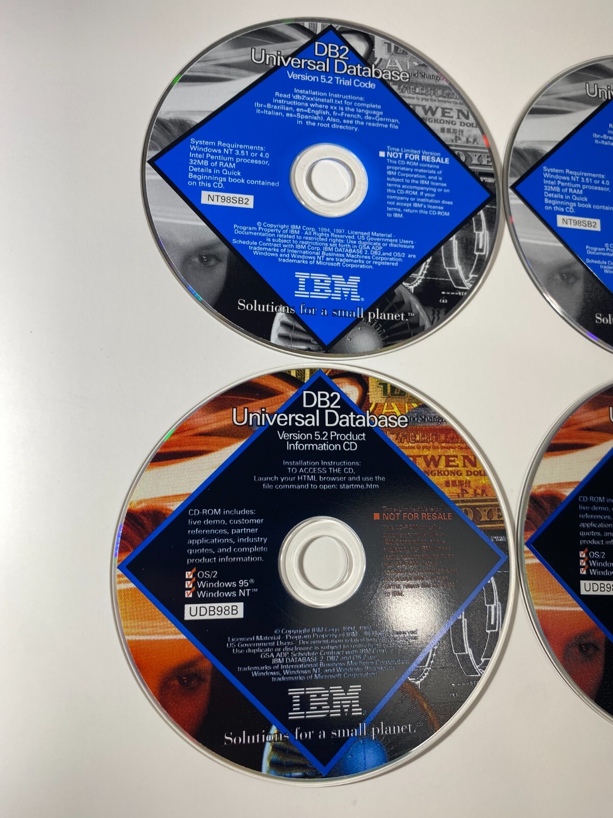Set of 4, IBM DB2 Universal Database 5.2 Trial Code, Product Information CD Disk