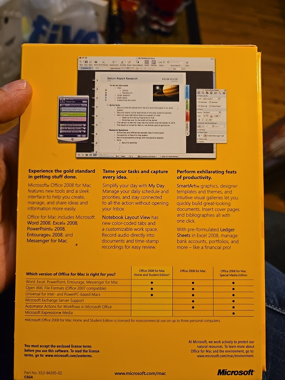 Microsoft Office 2008 Home & Student Edition for Mac w/ 3 Product Keys