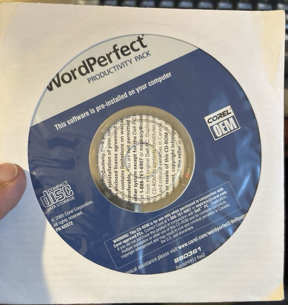 Word Perfect 2005 Corel WordPerfect Productivity Pack PC CD ROM OEM Windows