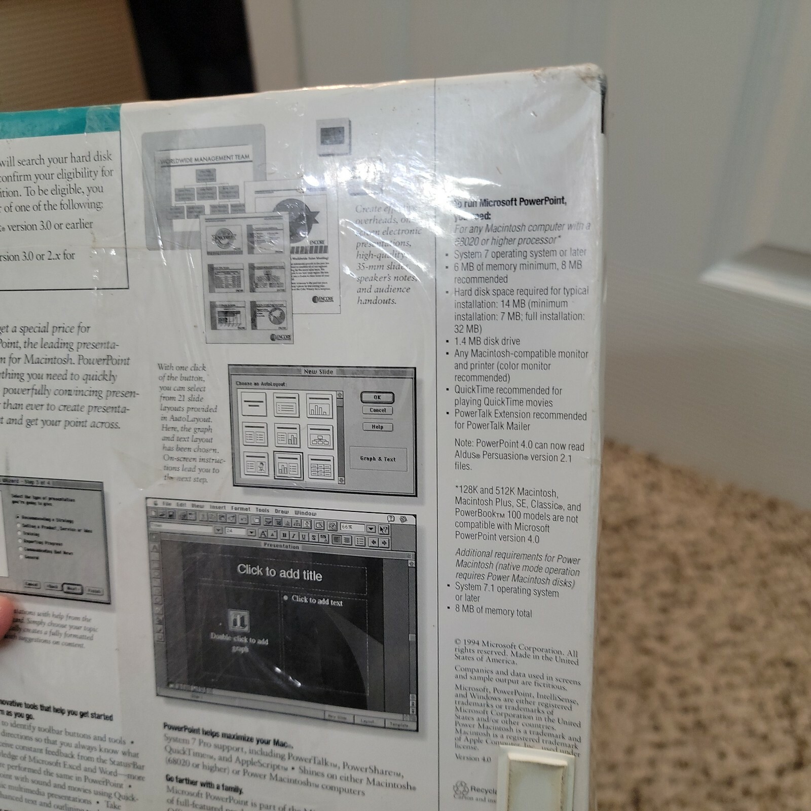 Microsoft Office Powerpoint Upgrade Version 4.0 Macintosh 1994 New Sealed