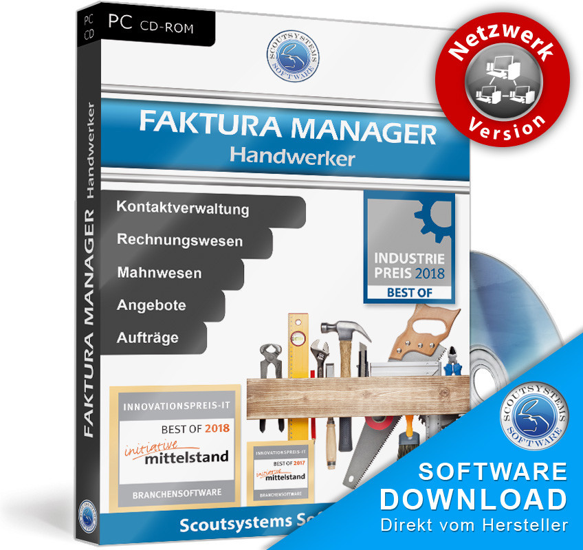 Craftsman program, server client solution for 10 computers, offer, invoice, reminder